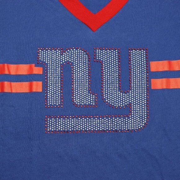 NFL New York Giants Top Womens V-Neck Rhinestone Logo NEW - Picture 3 of 4